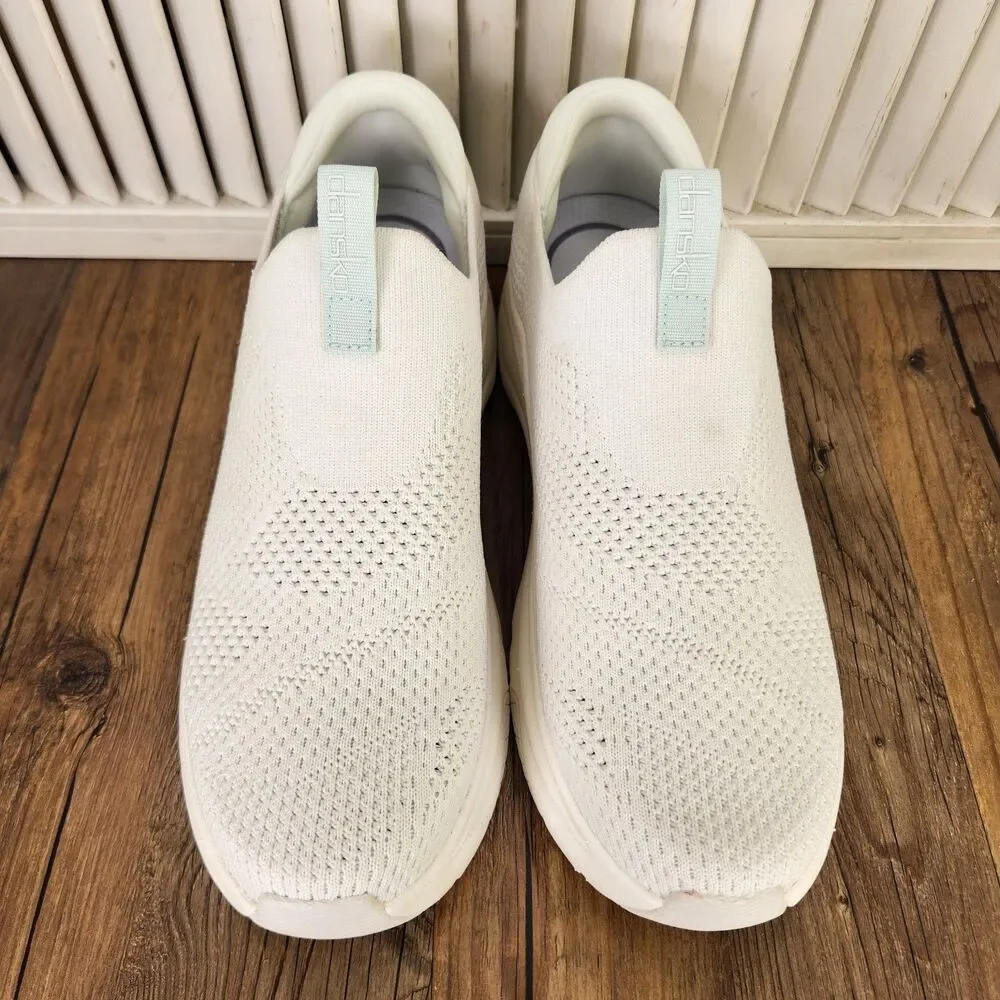 Dansko Pep Knit Sneakers Womens Sz 11 White Casual Slip On Walking Comfort Shoes